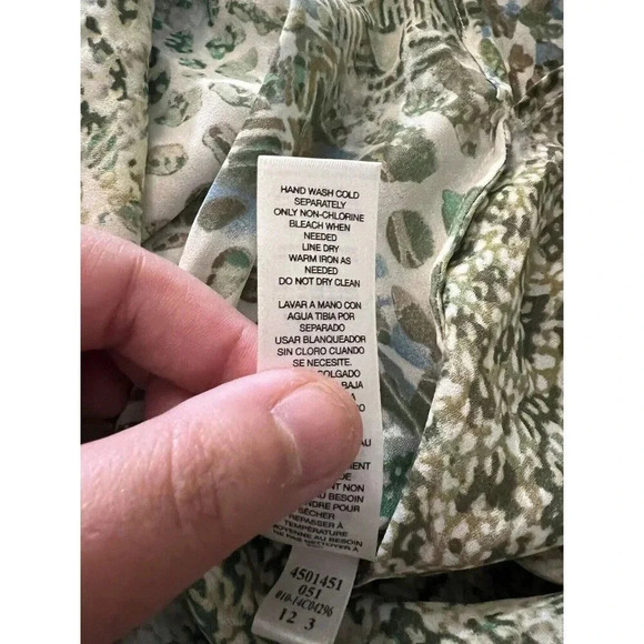 Chicos NWT Green Leopard Print Abstract Button Up Blouse Rhinestone Bling Collar - Picture 12 of 12